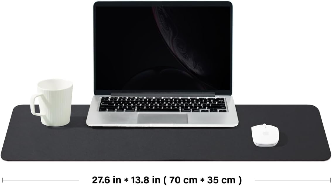 HOMIEAZICOZI Leather Desk Mat - Non-Slip PU Desk Pad for Office and Home - Desk Organization and Accessories - Ideal for Large Mouse Pad and Desk Mats on Top of Desks (Black,36''x 17'') (DPD-B-L)