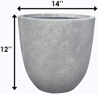 Kante 8.9" H x 10" W Small Concrete Planter, Compact Desktop Plant Pot with Drainage Hole & Rubber Plug – Lightweight Breathable Cement Container for Succulents, Cactus, Herbs, Indoor Outdoor, Gift