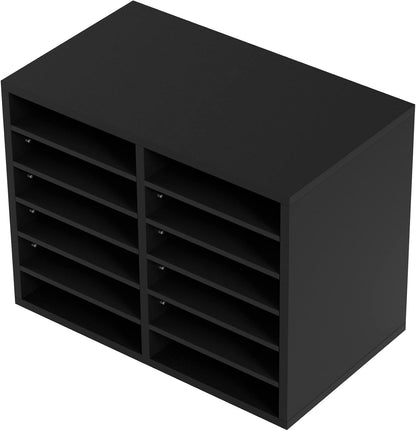 VEVOR Literature Organizers, 12 Compartments Office Mailbox with Adjustable Shelves, Wood Literature Sorter 20.4x12x16.1 inches for Office, Home, Classroom, Mailrooms Organization, EPA Certified White