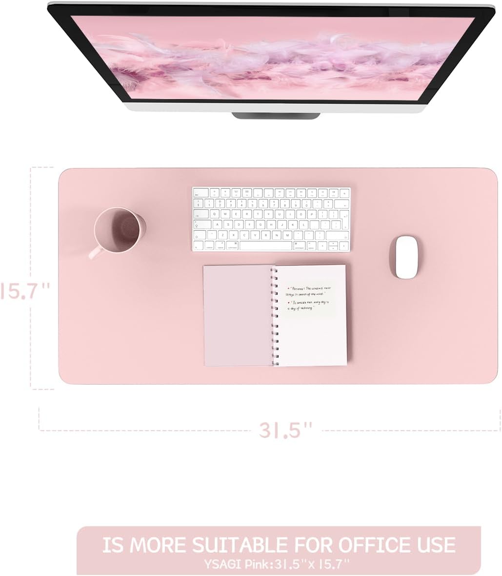 YSAGi Non-Slip Leather Desk Pad, Waterproof Laptop Computer Desk Keyboard Mat, Table Protector Blotter Mat, Large Mouse Pad for Office/Work/Home/Decor(Dark Brown, 31.5" x 15.7")