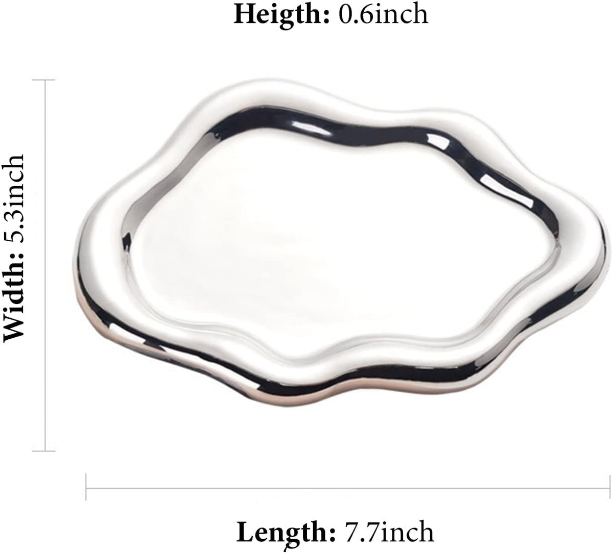 Jewelry Dish Trinket Tray for Women, Ring Dish Holder, Unique Cloud Shape Ceramic Plate Cute Things Vanity Aesthetic Room Decor Mother's Day Birthday (White)