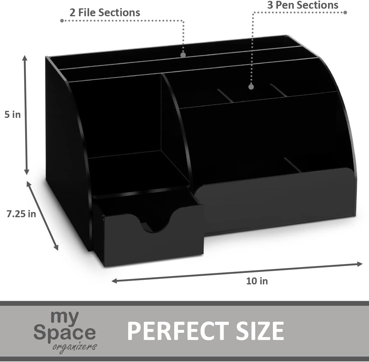 My Space Organizers Clear Acrylic Desk Oganizer, 9 Compartments, Office Supplies and Desk Accessories Organizer, Home Decor Desktop Organizer (Clear)