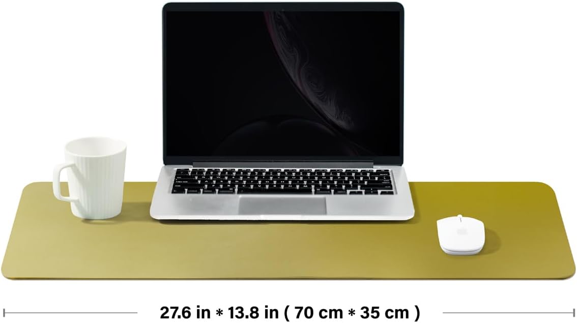 HOMIEAZICOZI Leather Desk Mat - Non-Slip PU Desk Pad for Office and Home - Desk Organization and Accessories - Ideal for Large Mouse Pad and Desk Mats on Top of Desks (Black,36''x 17'') (DPD-B-L)