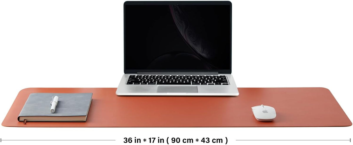 HOMIEAZICOZI Leather Desk Mat - Non-Slip PU Desk Pad for Office and Home - Desk Organization and Accessories - Ideal for Large Mouse Pad and Desk Mats on Top of Desks (Black,36''x 17'') (DPD-B-L)