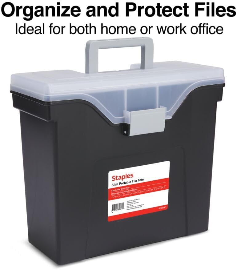 Hanging File Folder Box, Storage Bin Organizer, Snap Lid, Clear
