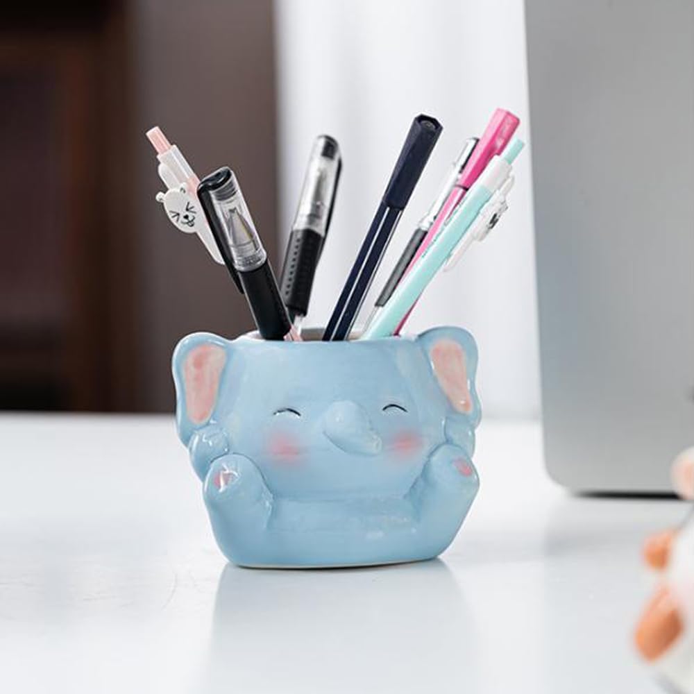 DIYOMR Cute Animals Planter, Mini Ceramic Cartoon Animal Shaped Succulent Flower Pot Indoor Air Plants Holder, Smooth Shiny Decorative Flower Cactus Planter - Plants Not Included (Panda)