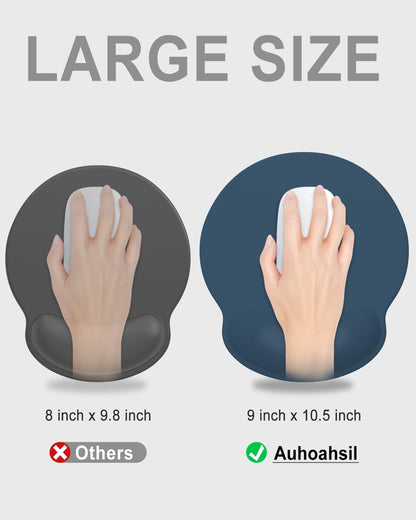 Ergonomic Mouse Pad with Wrist Rest, Comfortable Silicone Non-Slip Computer Pain Relief Gel Mouse Mat with Wrist Support for Gaming, Work, Office, Women & Men, Cute Pattern, Beige