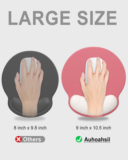 Ergonomic Mouse Pad with Wrist Rest, Comfortable Silicone Non-Slip Computer Pain Relief Gel Mouse Mat with Wrist Support for Gaming, Work, Office, Women & Men, Cute Pattern, Beige