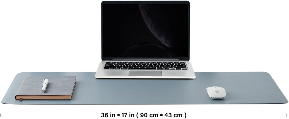 HOMIEAZICOZI Leather Desk Mat - Non-Slip PU Desk Pad for Office and Home - Desk Organization and Accessories - Ideal for Large Mouse Pad and Desk Mats on Top of Desks (Black,36''x 17'') (DPD-B-L)
