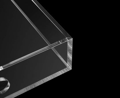 KEVLANG Glossy White Sturdy Acrylic Serving Tray with Handles-12x20 Inch-Serving Coffee Appetizer Breakfast-Kitchen Countertop Makeup Drawer Organizer-Vanity Table Ottoman Decorative Tray