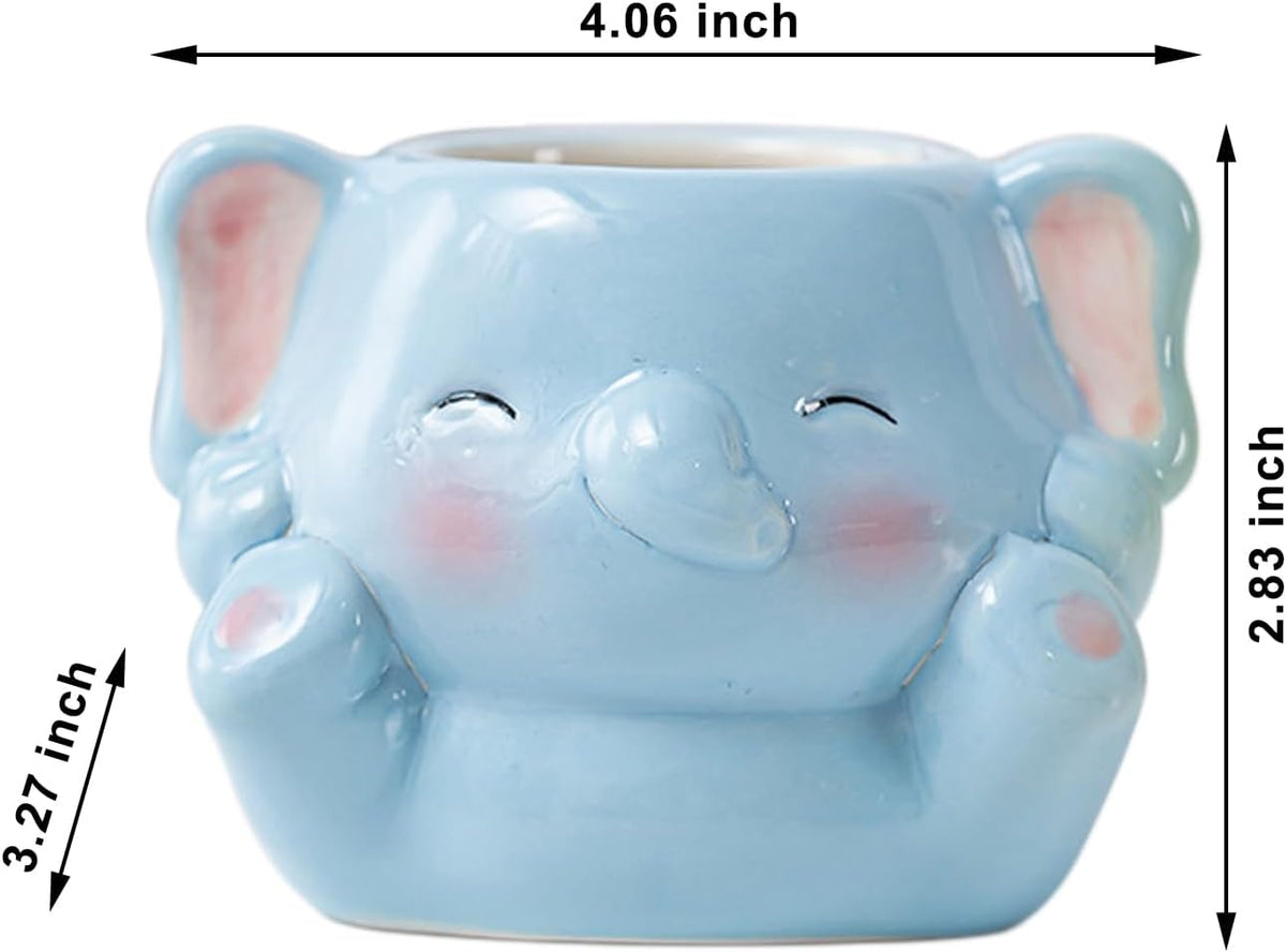 DIYOMR Cute Animals Planter, Mini Ceramic Cartoon Animal Shaped Succulent Flower Pot Indoor Air Plants Holder, Smooth Shiny Decorative Flower Cactus Planter - Plants Not Included (Panda)