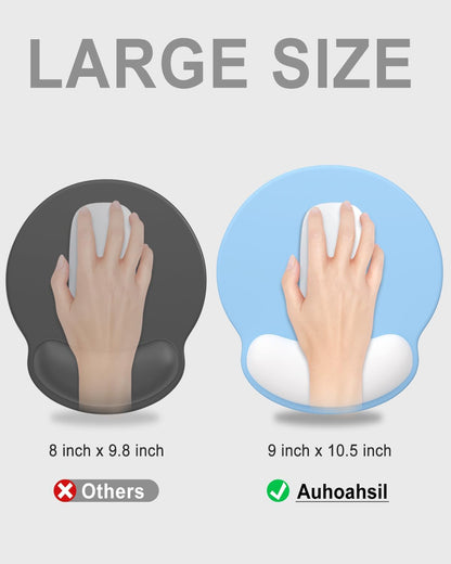 Ergonomic Mouse Pad with Wrist Rest, Comfortable Silicone Non-Slip Computer Pain Relief Gel Mouse Mat with Wrist Support for Gaming, Work, Office, Women & Men, Cute Pattern, Beige