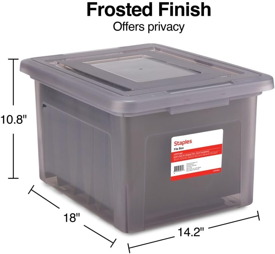 Hanging File Folder Box, Storage Bin Organizer, Snap Lid, Clear