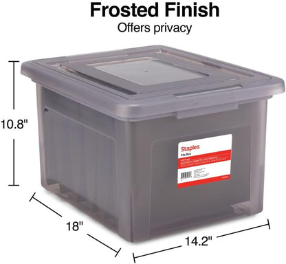 Hanging File Folder Box, Storage Bin Organizer, Snap Lid, Clear