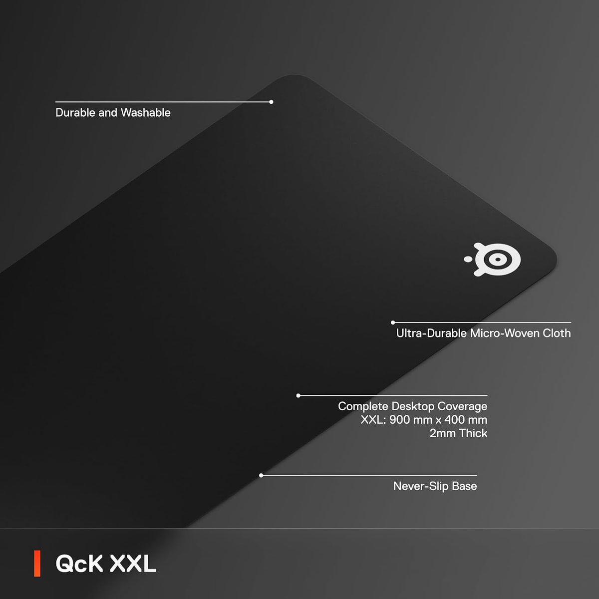 QcK Gaming Mouse Pad - XXL Cloth - Peak Tracking and Stability - Esports Mousepad - Never-Slip - Full Desk Coverage