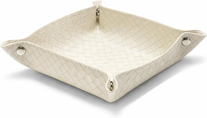Small Valet Tray, Jewelry Tray for Rings Watches Earrings, Entryway Catchall Caddy for Coins Keys Change, Nightstand Bedside Valet Holder, Trays for Electronic Gadgets, Beige - Colors A