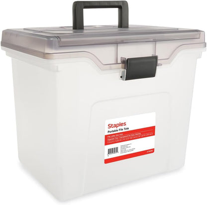 Hanging File Folder Box, Storage Bin Organizer, Snap Lid, Clear