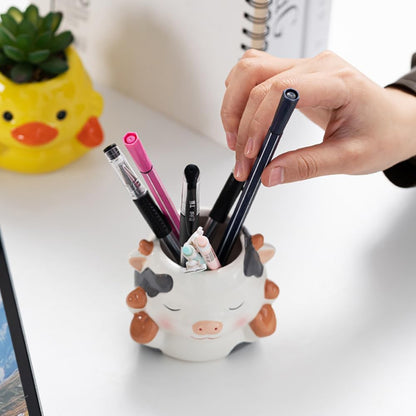 DIYOMR Cute Animals Planter, Mini Ceramic Cartoon Animal Shaped Succulent Flower Pot Indoor Air Plants Holder, Smooth Shiny Decorative Flower Cactus Planter - Plants Not Included (Panda)