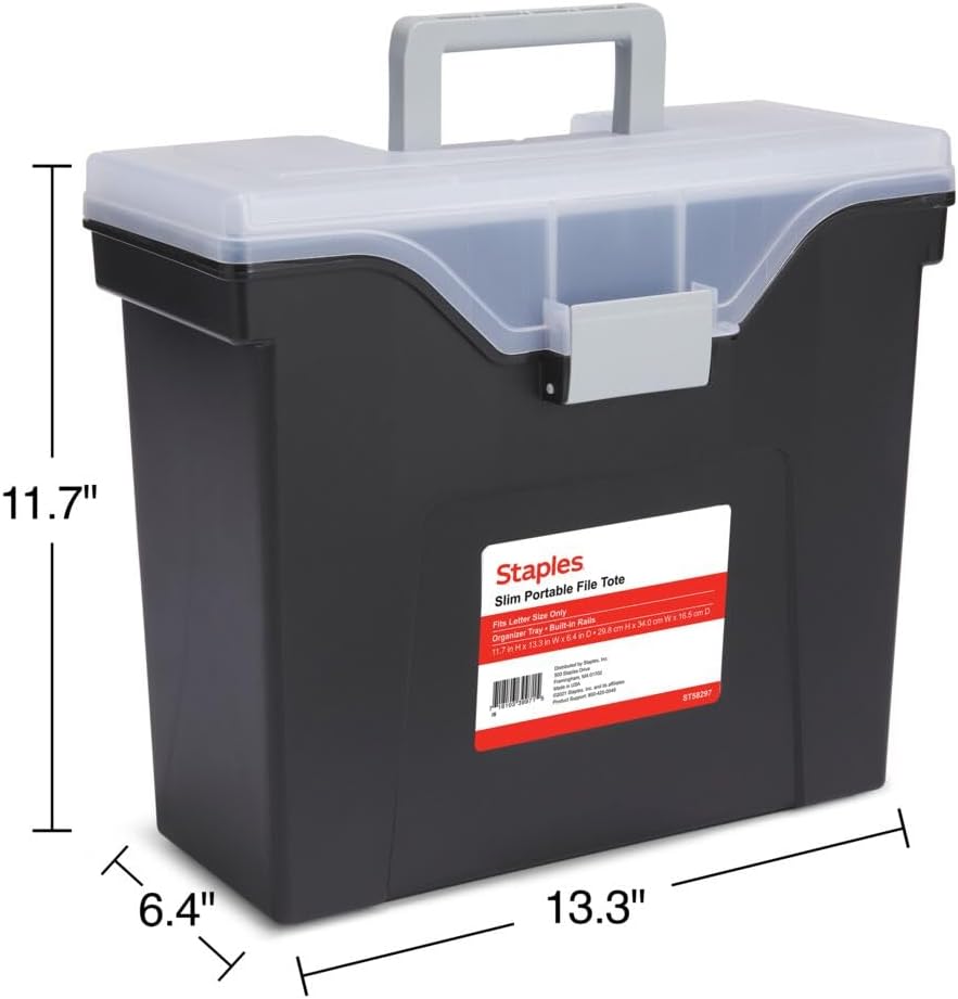Hanging File Folder Box, Storage Bin Organizer, Snap Lid, Clear