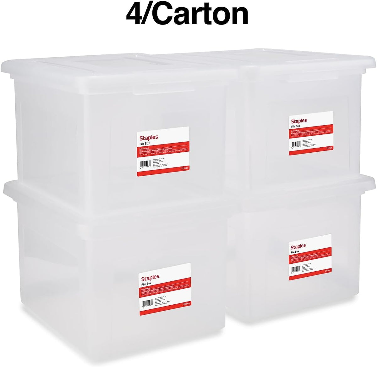 Hanging File Folder Box, Storage Bin Organizer, Snap Lid, Clear