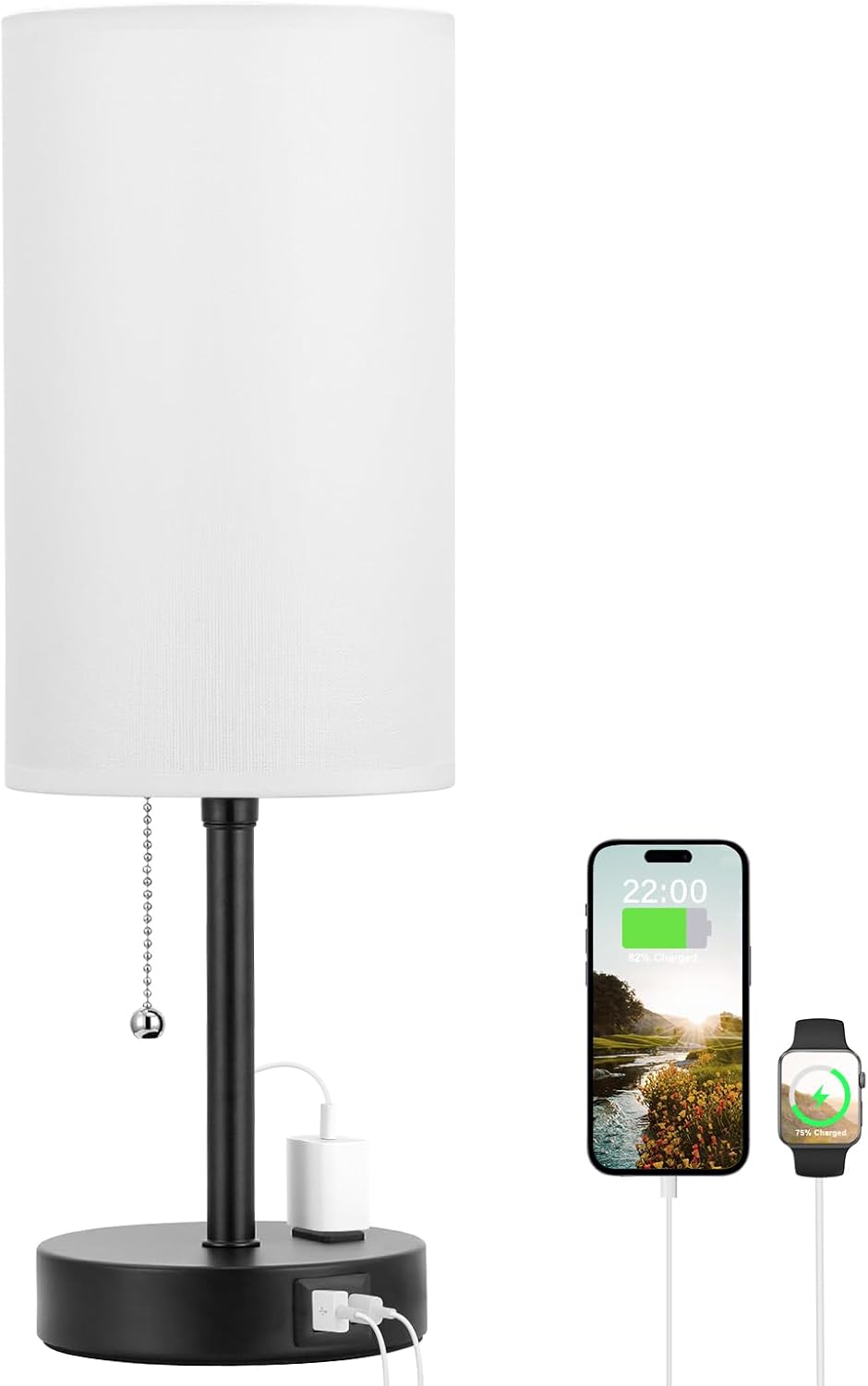 Dicoool Bedside Table Lamp for Bedroom - Small Desk Lamp with USB Ports
