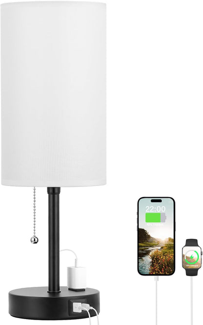 Dicoool Bedside Table Lamp for Bedroom - Small Desk Lamp with USB Ports