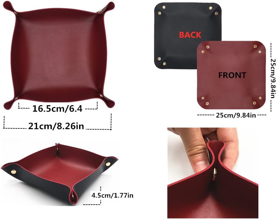 4 Pack Valet Tray PU Leather Jewelry Tray for Women and Man Portable Catchall Travel Storage Dish Plate Key Tray For Entryway Desk Organizer for Phone, Keys, Glasses, Wallet, Earphone, Watch, Coin