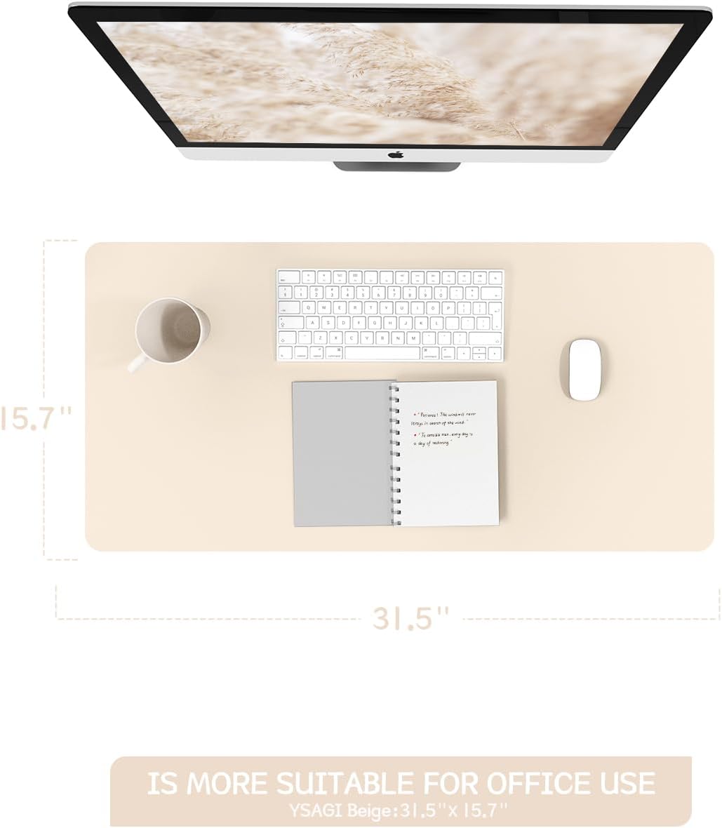 YSAGi Non-Slip Leather Desk Pad, Waterproof Laptop Computer Desk Keyboard Mat, Table Protector Blotter Mat, Large Mouse Pad for Office/Work/Home/Decor(Dark Brown, 31.5" x 15.7")