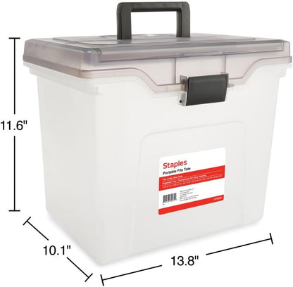 Hanging File Folder Box, Storage Bin Organizer, Snap Lid, Clear