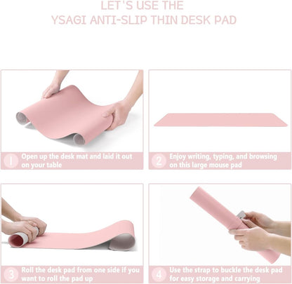 YSAGi Non-Slip Leather Desk Pad, Waterproof Laptop Computer Desk Keyboard Mat, Table Protector Blotter Mat, Large Mouse Pad for Office/Work/Home/Decor(Dark Brown, 31.5" x 15.7")