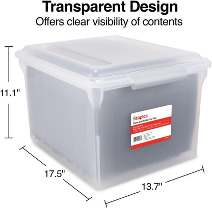 Hanging File Folder Box, Storage Bin Organizer, Snap Lid, Clear