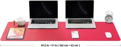 HOMIEAZICOZI Leather Desk Mat - Non-Slip PU Desk Pad for Office and Home - Desk Organization and Accessories - Ideal for Large Mouse Pad and Desk Mats on Top of Desks (Black,36''x 17'') (DPD-B-L)