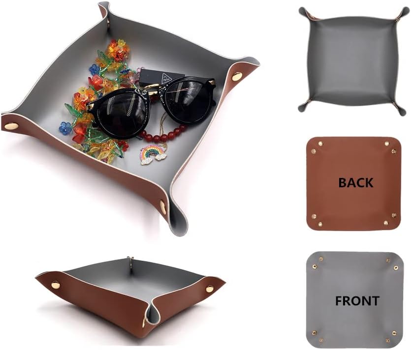 4 Pack Valet Tray PU Leather Jewelry Tray for Women and Man Portable Catchall Travel Storage Dish Plate Key Tray For Entryway Desk Organizer for Phone, Keys, Glasses, Wallet, Earphone, Watch, Coin