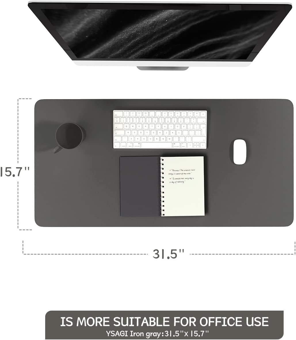 YSAGi Non-Slip Leather Desk Pad, Waterproof Laptop Computer Desk Keyboard Mat, Table Protector Blotter Mat, Large Mouse Pad for Office/Work/Home/Decor(Dark Brown, 31.5" x 15.7")