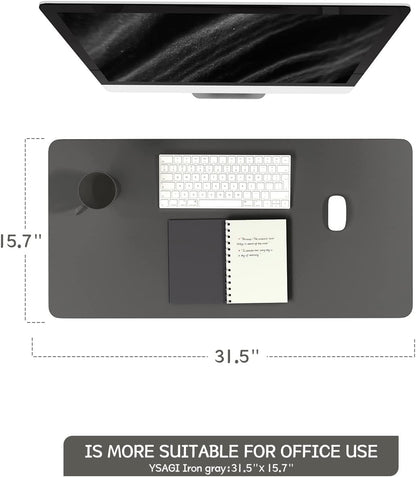 YSAGi Non-Slip Leather Desk Pad, Waterproof Laptop Computer Desk Keyboard Mat, Table Protector Blotter Mat, Large Mouse Pad for Office/Work/Home/Decor(Dark Brown, 31.5" x 15.7")