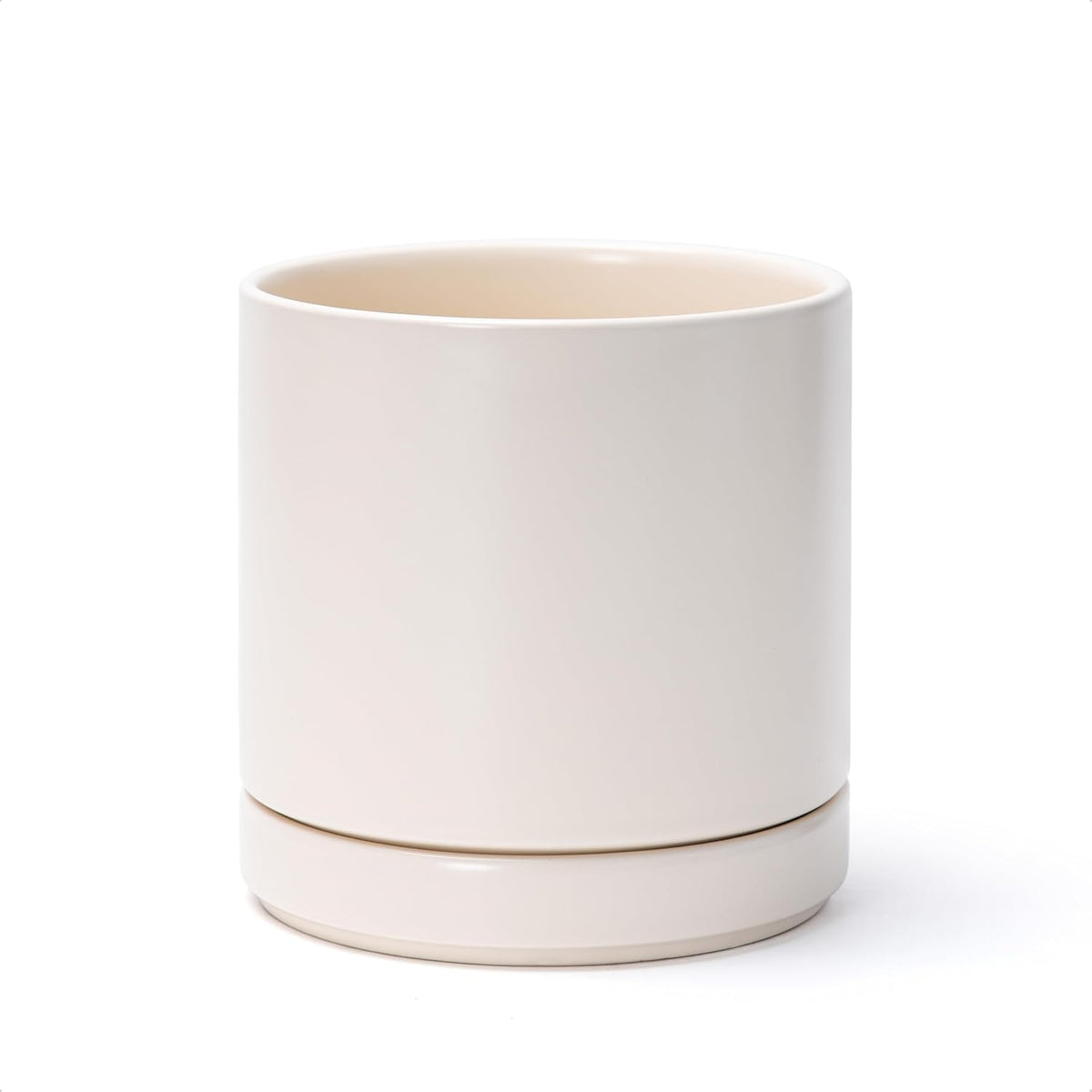 D'vine Dev 4.7 Inch Ceramic Planter Pot with Drainage Hole and Saucer, Indoor Cylinder Round Planter Pot, Teal, 94-O-B-9