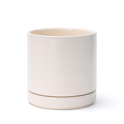 D'vine Dev 4.7 Inch Ceramic Planter Pot with Drainage Hole and Saucer, Indoor Cylinder Round Planter Pot, Teal, 94-O-B-9