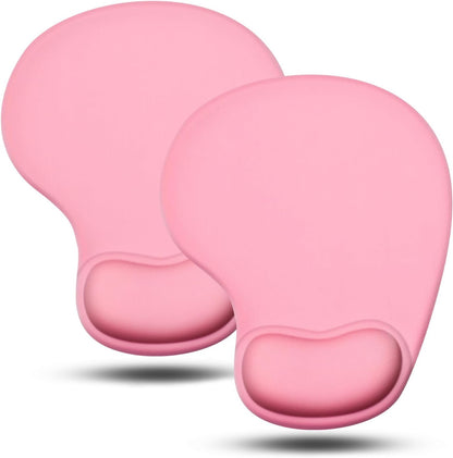 JIKIOU Mouse Pad, 2 Pack Ergonomic Mouse Pads with Comfortable Gel Wrist Rest Support and Smooth Cloth, Non-Slip PU Base for Easy Typing Pain Relief Durable and Easy to Clean Small Black