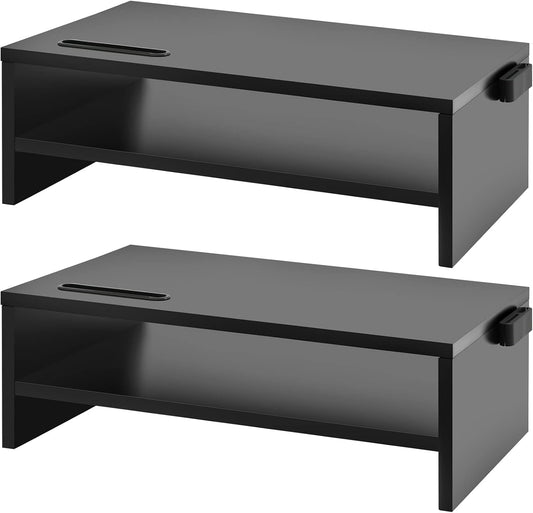 Marbrasse 16.5 Inch Monitor Stand, 2 Tier Computer Monitor Riser with Printer Shelf, Laptop Computer Screen Storage, Desktop Stand - Phone Holder & Cable Management (Vintage)