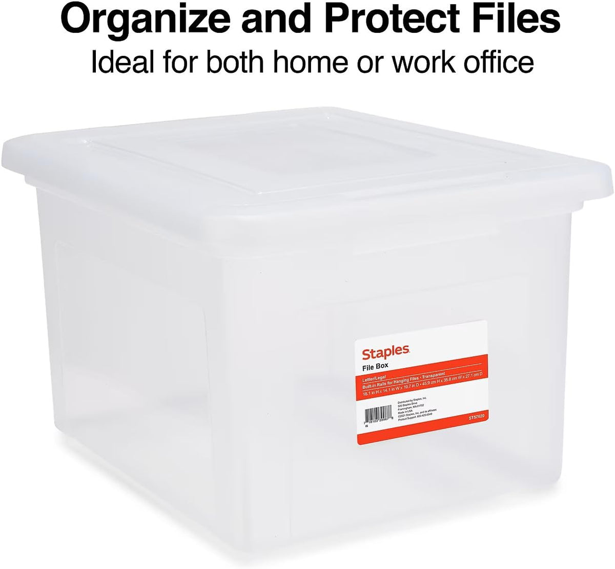 Hanging File Folder Box, Storage Bin Organizer, Snap Lid, Clear