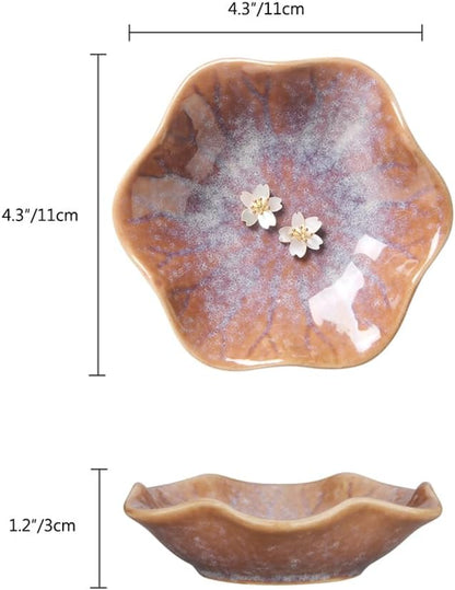 Ring Dish, Kiln Glaze Jewelry Trinket Tray, Gifts for Women I Lotus Leaf Necklace Earrings Holder on Nightstand Bathroom, Ceramic Cute Key Bowl, White. All Jewelries Are NOT Included.