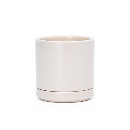 D'vine Dev 4.7 Inch Ceramic Planter Pot with Drainage Hole and Saucer, Indoor Cylinder Round Planter Pot, Teal, 94-O-B-9
