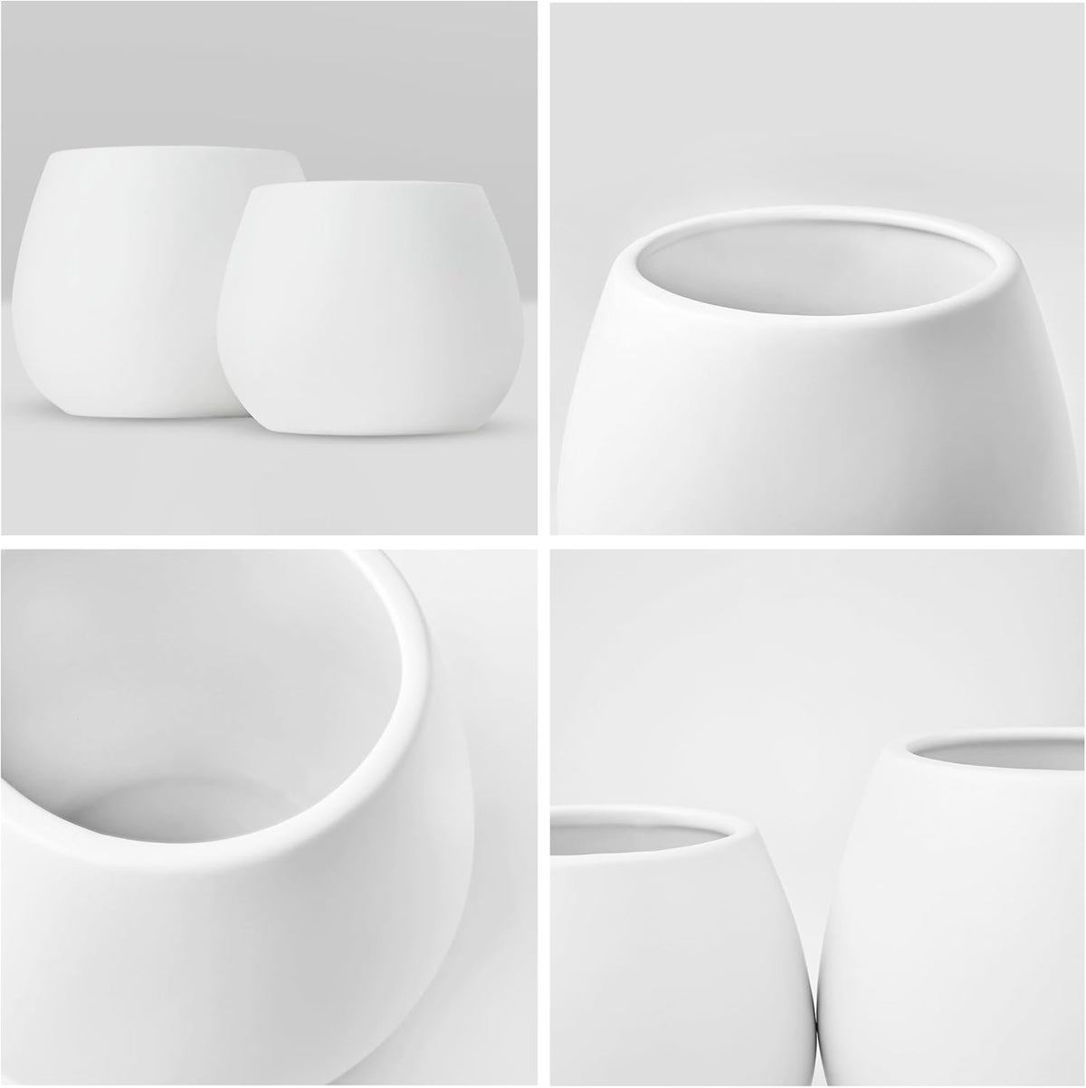 Kate Sleek Matte White Plant Pot Indoor, 5 Inch Pot for Plants, Lightweight, Minimal Style, Tabletop Decorative Garden Pot at Living Room, Work Desk, Ceramic Cachepot for Indoor Plants, Faux Flower
