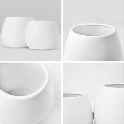 Kate Sleek Matte White Plant Pot Indoor, 5 Inch Pot for Plants, Lightweight, Minimal Style, Tabletop Decorative Garden Pot at Living Room, Work Desk, Ceramic Cachepot for Indoor Plants, Faux Flower