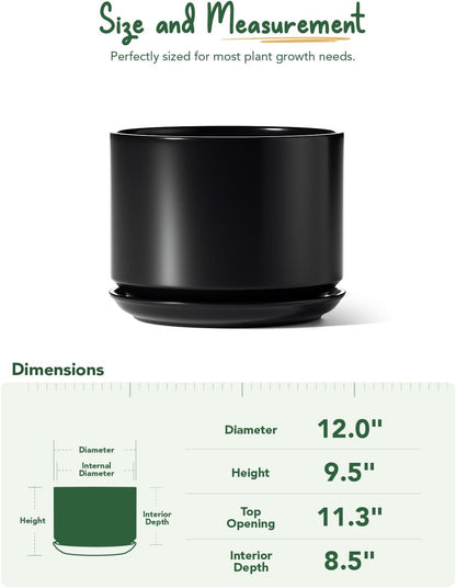 LE TAUCI Ceramic Pots for Plants, 6.8 Inch Plant Pots with Drainage Hole & Saucer, Modern Planter for Indoor Plants, Stable & Durable, Perfect for Living Room or Office Decor, White