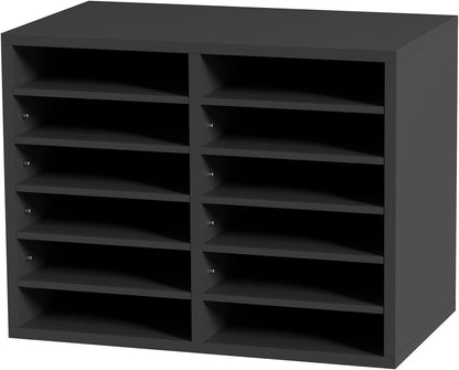 VEVOR Literature Organizers, 12 Compartments Office Mailbox with Adjustable Shelves, Wood Literature Sorter 20.4x12x16.1 inches for Office, Home, Classroom, Mailrooms Organization, EPA Certified White
