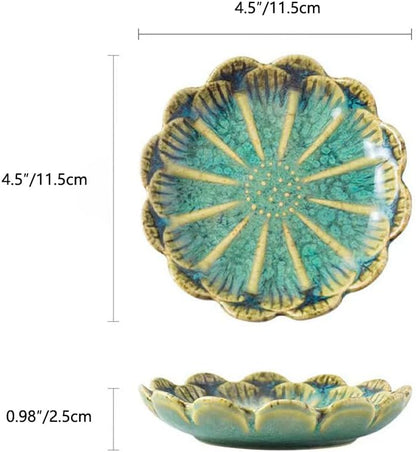 Ring Dish, Kiln Glaze Jewelry Trinket Tray, Gifts for Women I Lotus Leaf Necklace Earrings Holder on Nightstand Bathroom, Ceramic Cute Key Bowl, White. All Jewelries Are NOT Included.