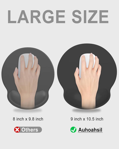 Ergonomic Mouse Pad with Wrist Rest, Comfortable Silicone Non-Slip Computer Pain Relief Gel Mouse Mat with Wrist Support for Gaming, Work, Office, Women & Men, Cute Pattern, Beige