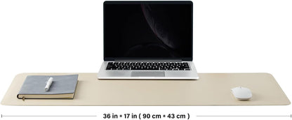 HOMIEAZICOZI Leather Desk Mat - Non-Slip PU Desk Pad for Office and Home - Desk Organization and Accessories - Ideal for Large Mouse Pad and Desk Mats on Top of Desks (Black,36''x 17'') (DPD-B-L)