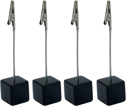 4Pcs Black Memo Clip Holders Stand with Alligator Clasp Pictures Card Paper Note Clip Office Memo Holders for Office Home Use, Desk Accessories and Workspace Organizers Office Memo Holders
